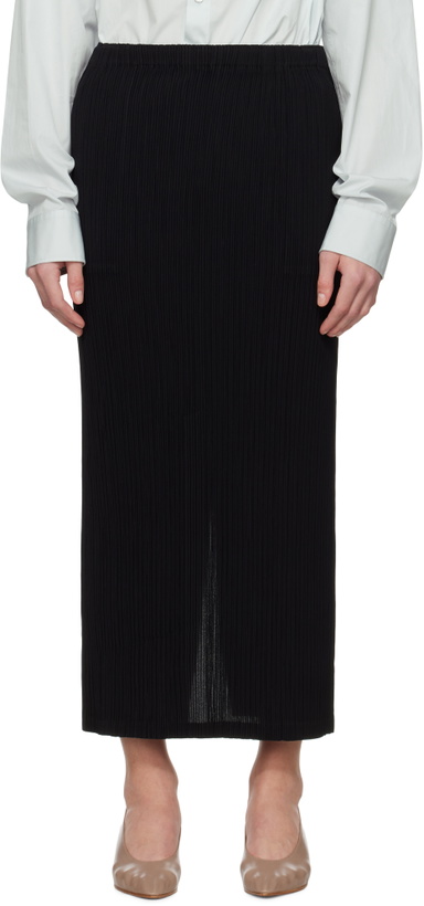 Photo: ISSEY MIYAKE Black Hatching Bottoms Maxi Skirt