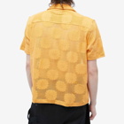 Bode Men's Sunflower Lace Short Sleeve Shirt in Golden