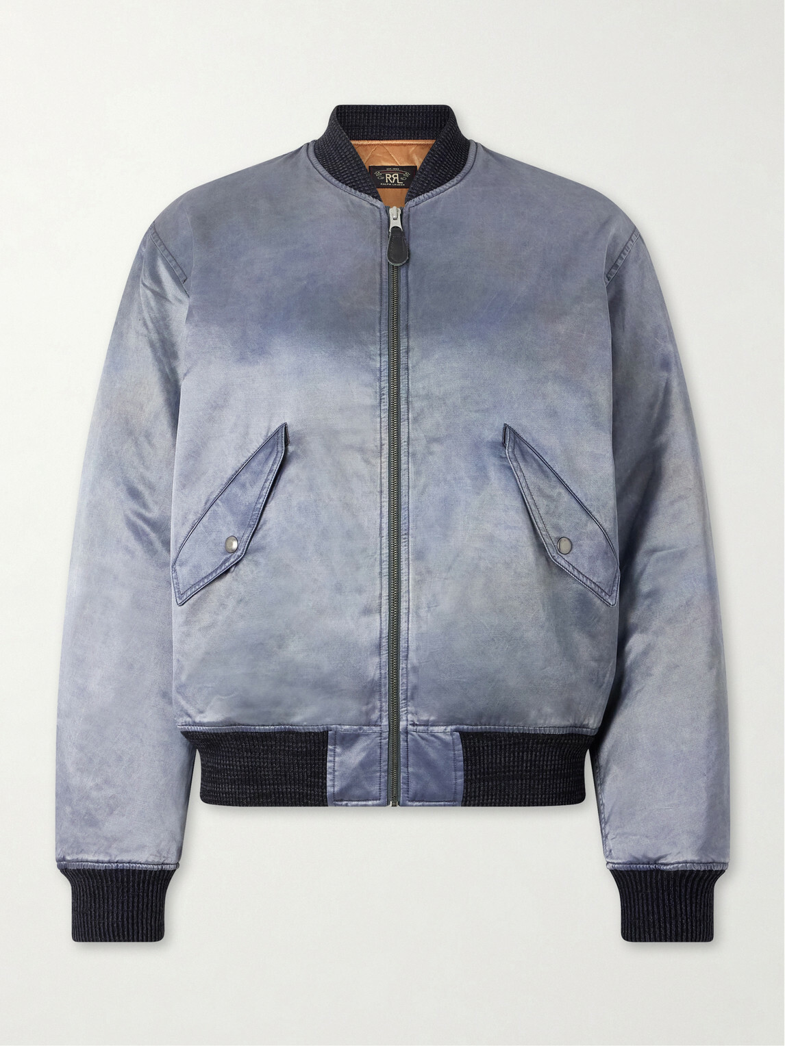 RRL - Embroidered Cotton-Blend Satin Bomber Jacket - Blue