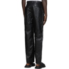 We11done Black Faux-Leather Embossed Trousers