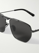 Balenciaga - Tag 2.0 Aviator-Style Gunmetal-Tone Sunglasses