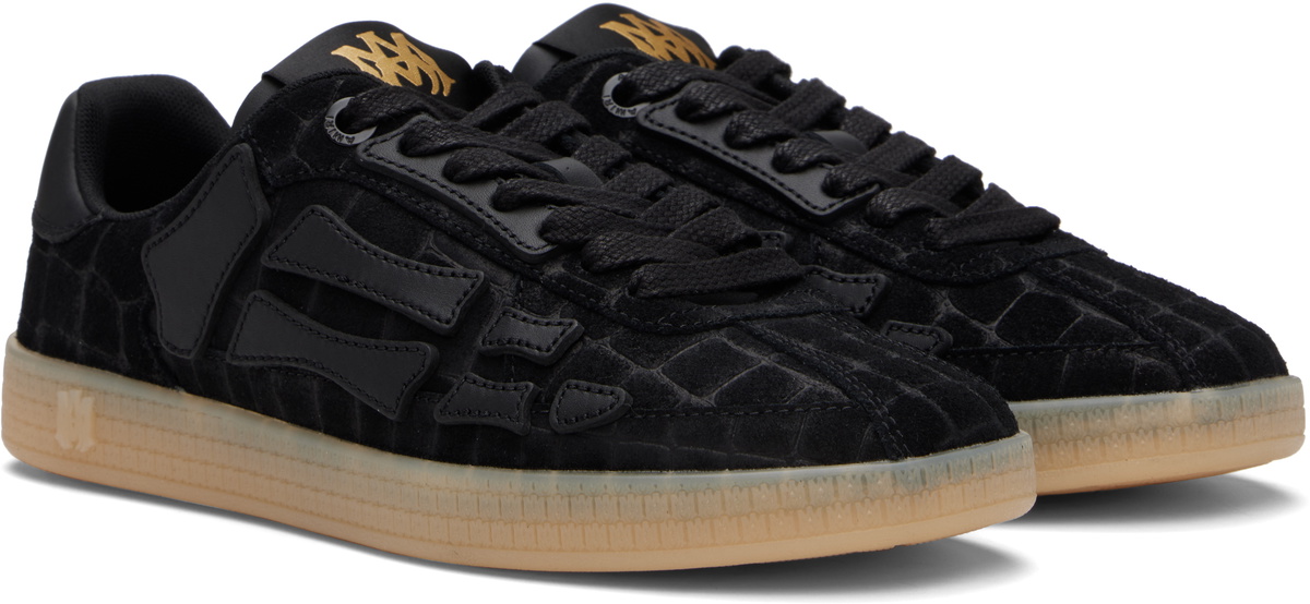 AMIRI Black Croc Debossed Pacific Bones Sneakers