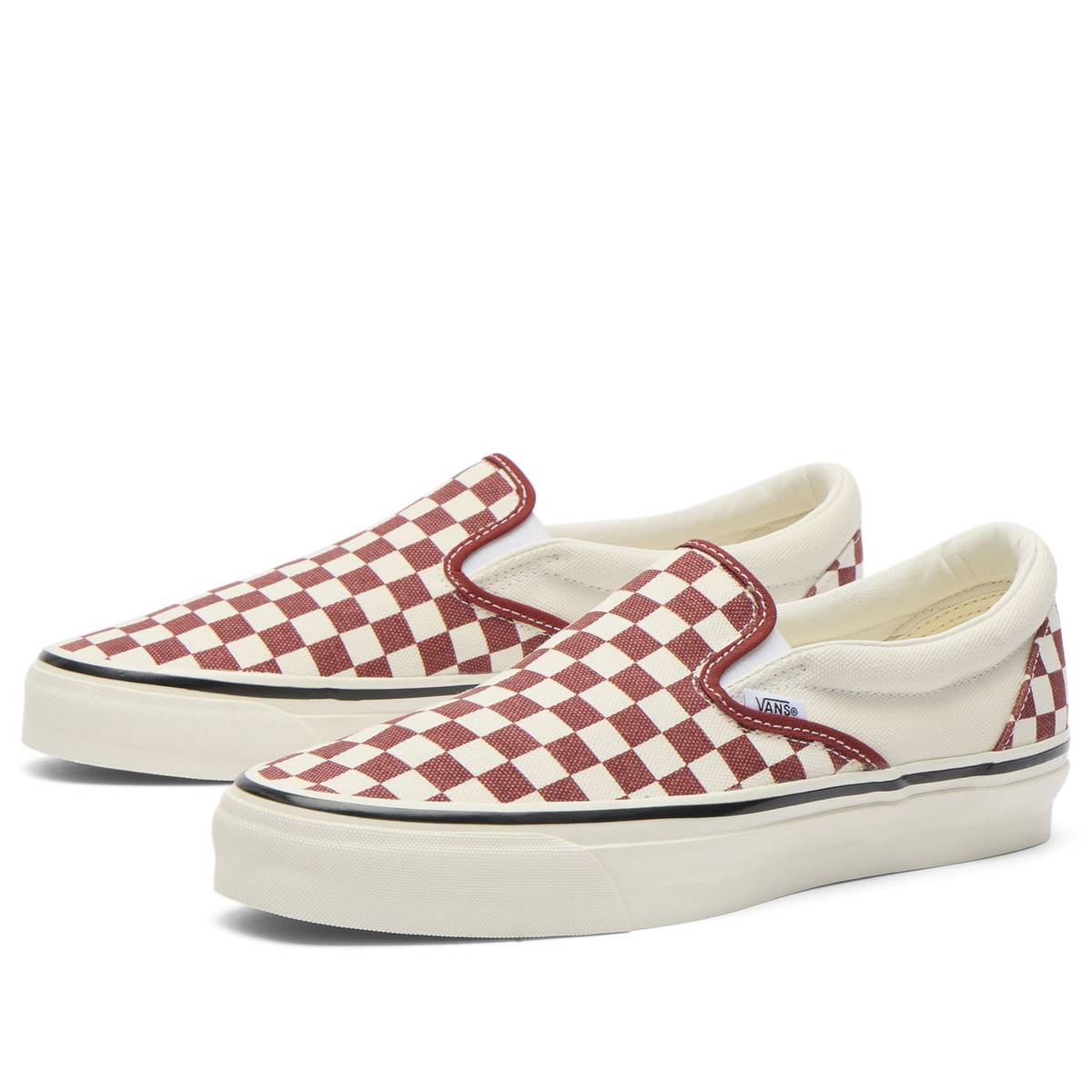 Vans LX Classic Slip-On 98 Sneaker in Checkerboard Poppy Ember Red