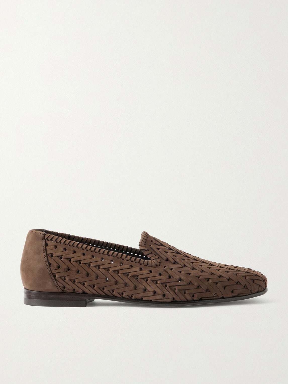 Manolo Blahnik - Mario Woven Suede Loafers - Brown