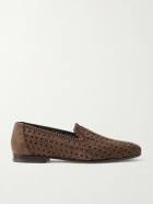 Manolo Blahnik - Mario Woven Suede Loafers - Brown