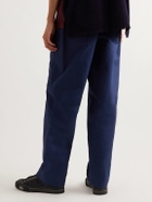 Nicholas Daley - Straight-Leg Pleated Jacquard-Trimmed Cotton-Twill Trousers - Blue