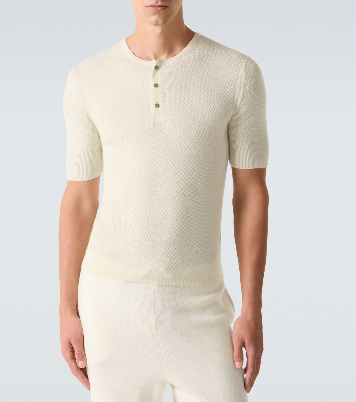 God's True Cashmere Cashmere Henley shirt with carnelian