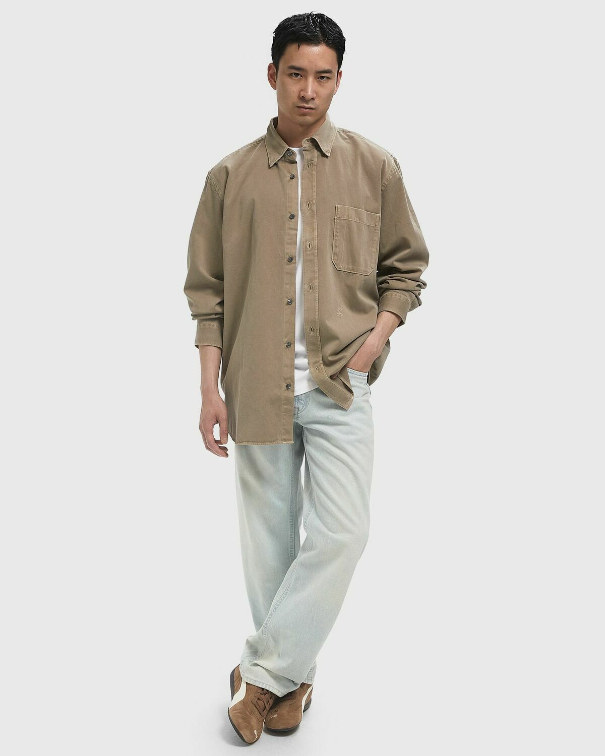 CLOSED FORMAL ARMY SHIRT Beige Mens Longsleefe