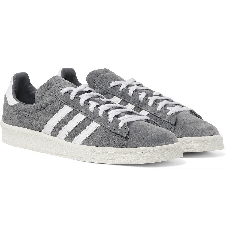 Photo: ADIDAS ORIGINALS - Campus 80s Leather-Trimmed Suede Sneakers - Gray