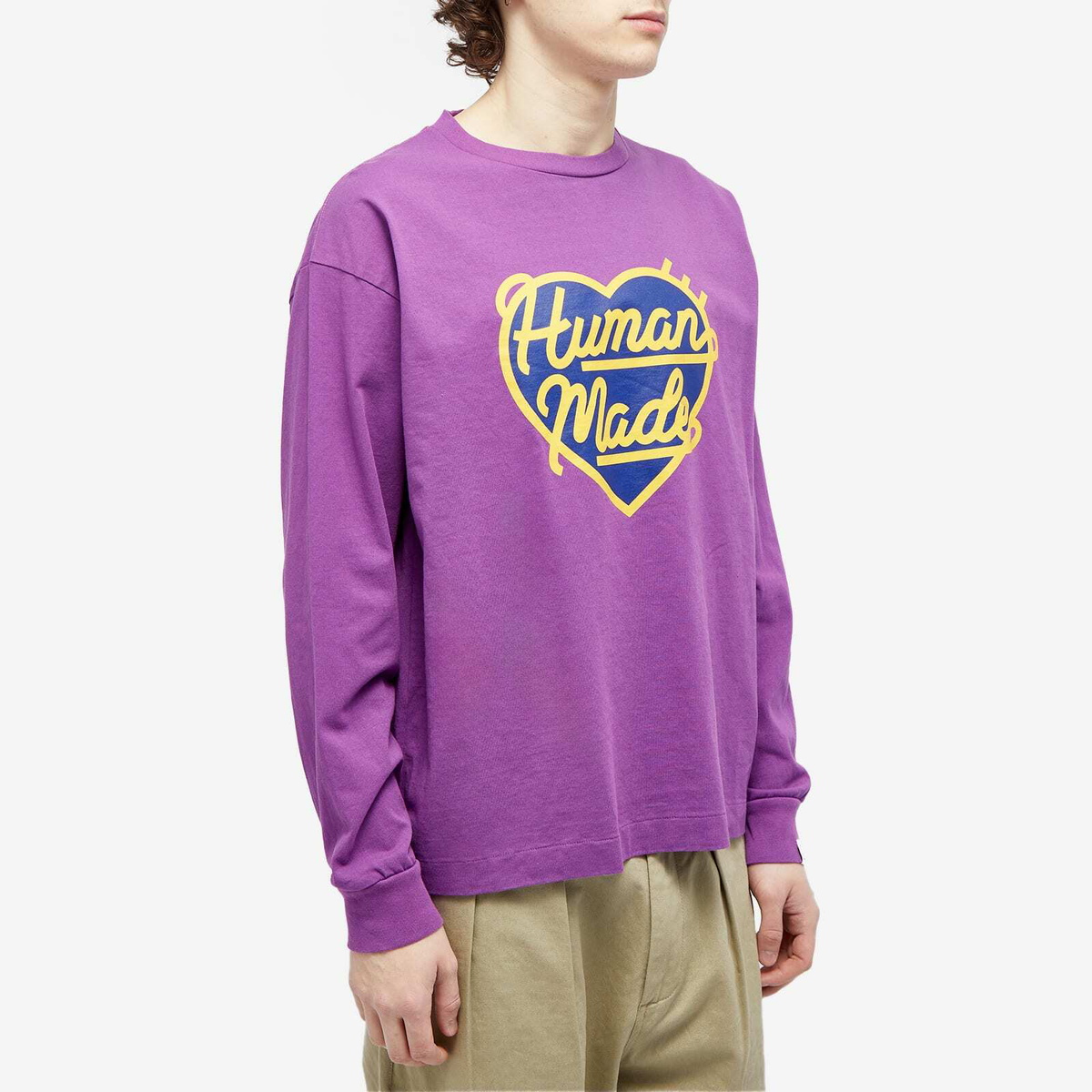 Human Made Men's Long Sleeve Heart T-Shirt in Purple