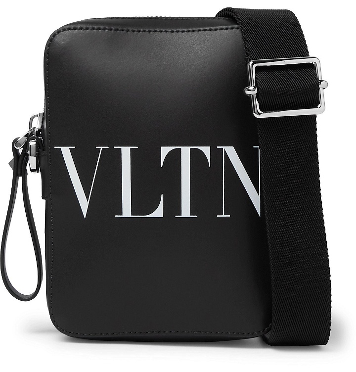 Photo: VALENTINO - Valentino Garavani Logo-Print Leather Messenger Bag - Black