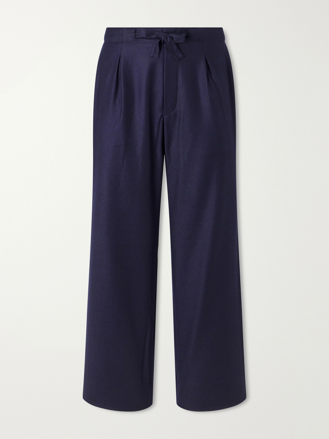 Stòffa - Wide-Leg Drawstring Wool And Cashmere-Blend Flannel Trousers - Blue