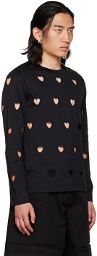 Simone Rocha SSENSE Exclusive Black Heart Cutout Long Sleeve T-Shirt