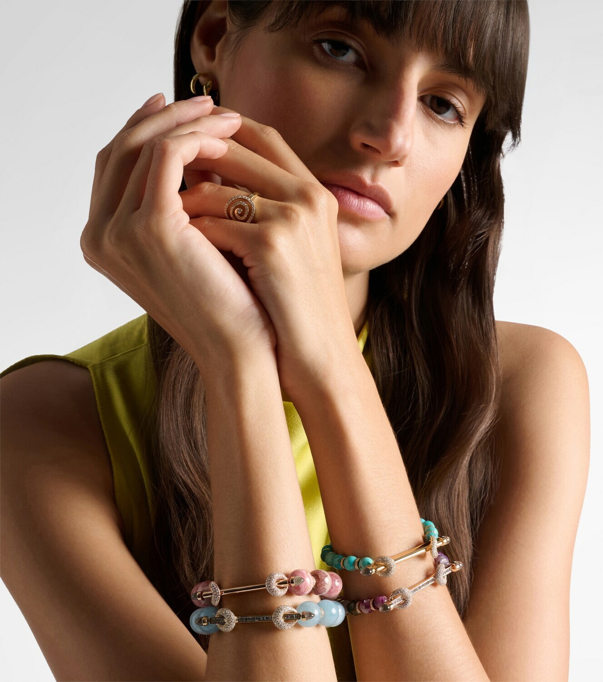 Ananya Chakra 18kt rose gold beaded bracelet with gemstones