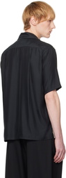 YOKE Black & Beige Colorblock Open Collar Shirt