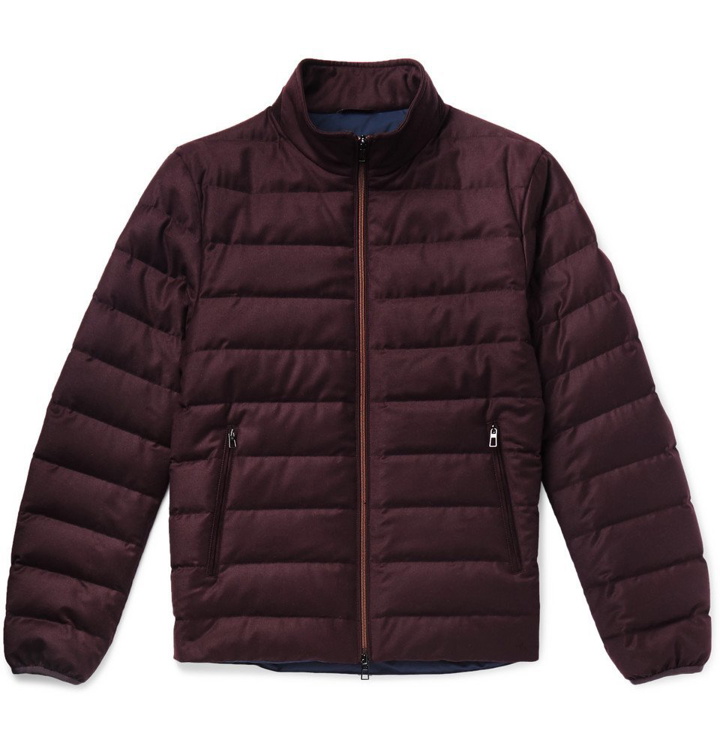 Photo: Loro Piana - Gateway Quilted Rain System Wool and Silk-Blend Down Jacket - Burgundy