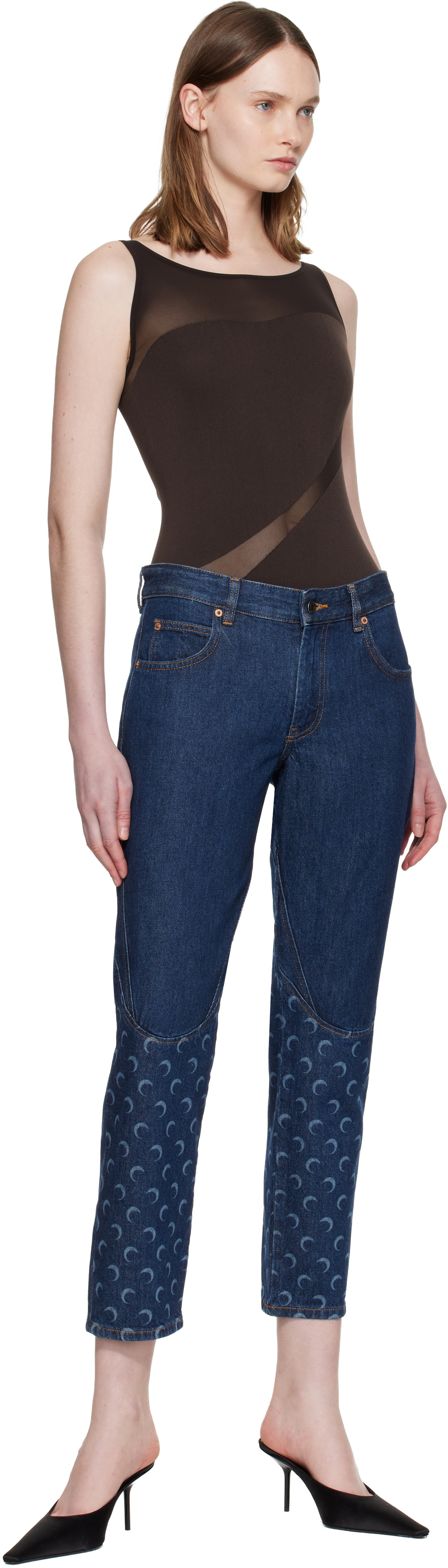Marine Serre Blue Slim Fit Denim Jeans