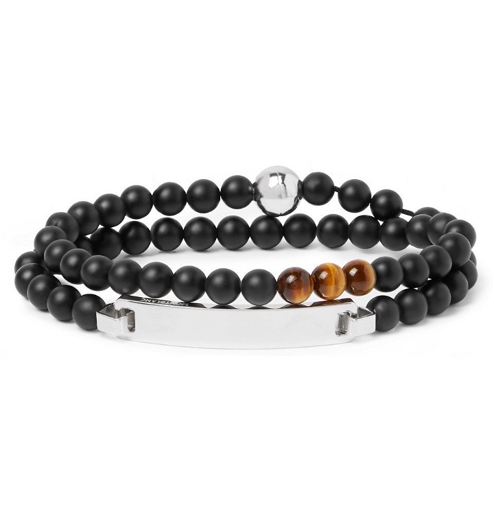 Photo: Montblanc - James Dean Sterling Silver, Onyx and Tiger's Eye Beaded Bracelet - Black