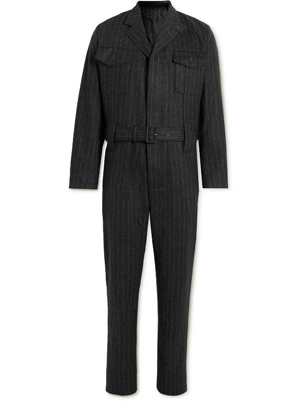 Photo: Kingsman - Belted Pinstriped Wool-Flannel Jumpsuit - Gray