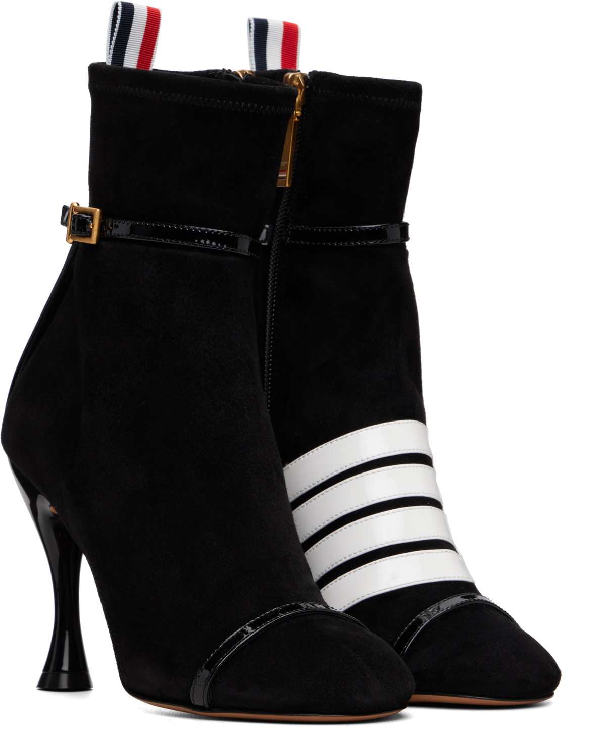 Thom Browne Black Soft Suede Trompe L'Oeil 4-Bar 105 Ankle Boots