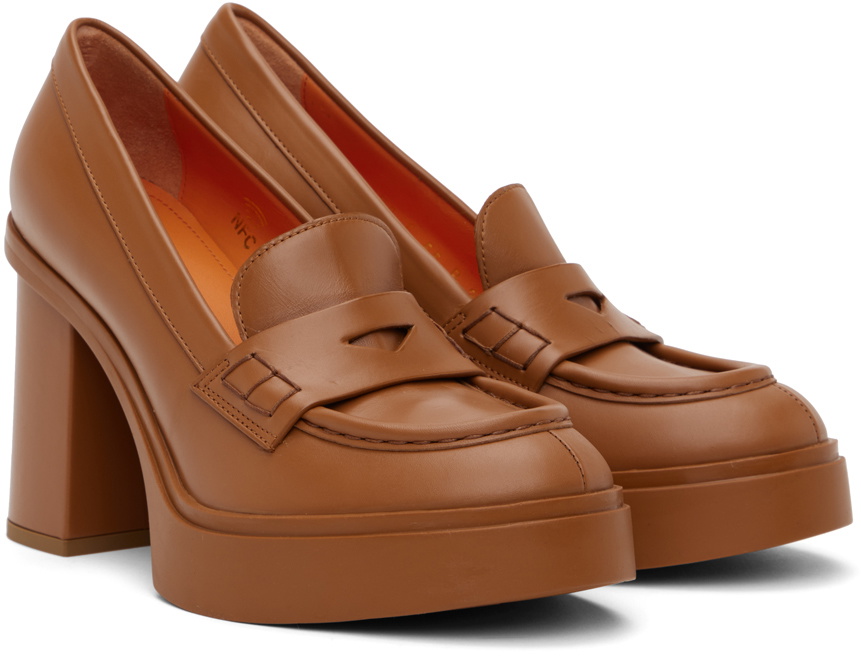 Santoni Tan High-Heel Pumps