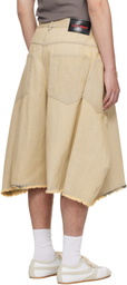 LU'U DAN Off-White Maxi Denim Shorts
