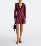 Rixo Carolina plaid lace-trimmed minidress