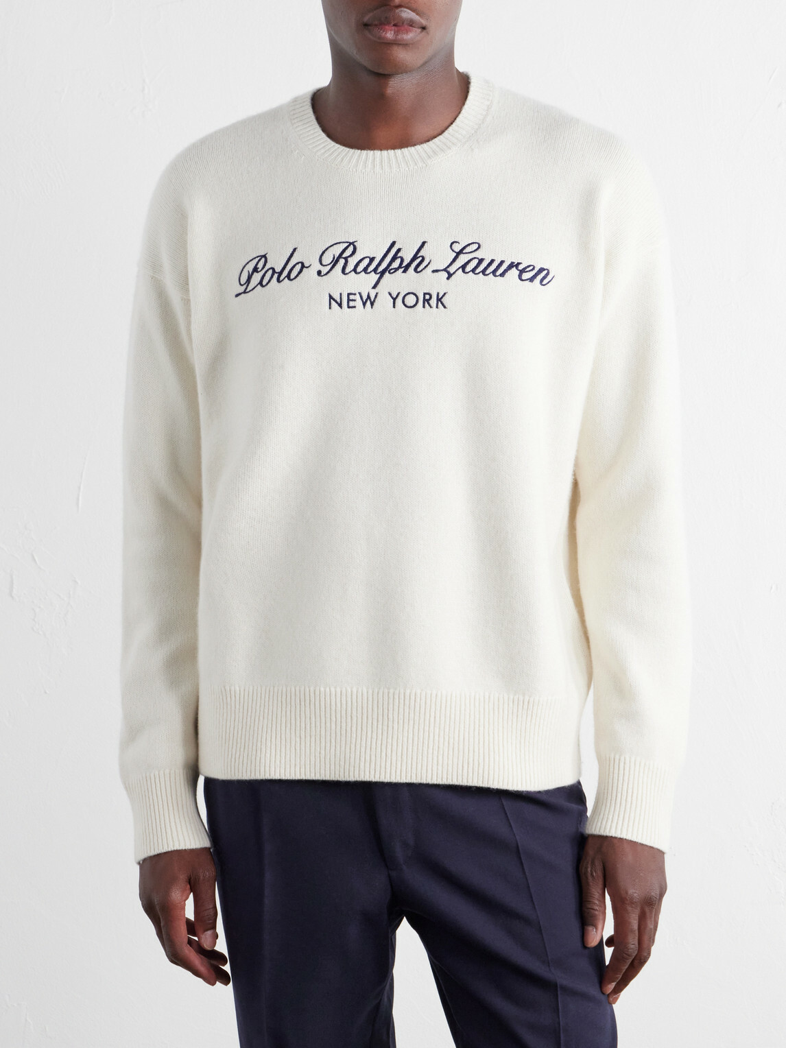 Polo Ralph Lauren - Logo-Embroidered Wool and Cotton-Blend Sweater - Neutrals