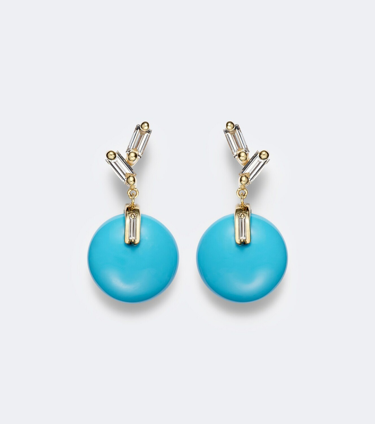 Suzanne Kalan 18kt gold drop earrings with turquoise and diamonds