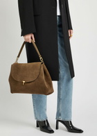 Toteme T-lock Suede top Handle bag - Taupe - One Size