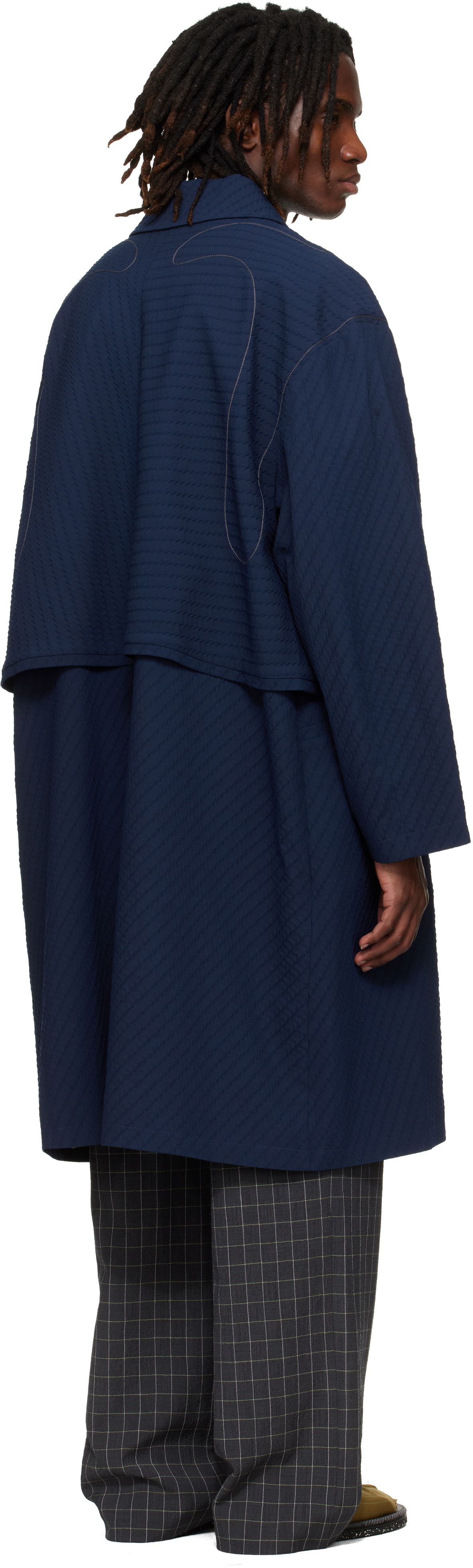 Kiko Kostadinov Navy Euri K-Shoulder Coat