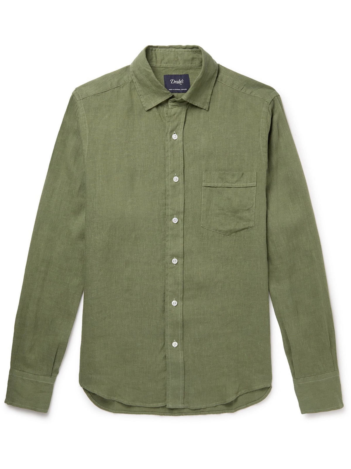 DRAKE'S - Linen Shirt - Green Drake's