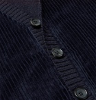 Connolly - Cotton Corduroy-Panelled Wool Cardigan - Blue
