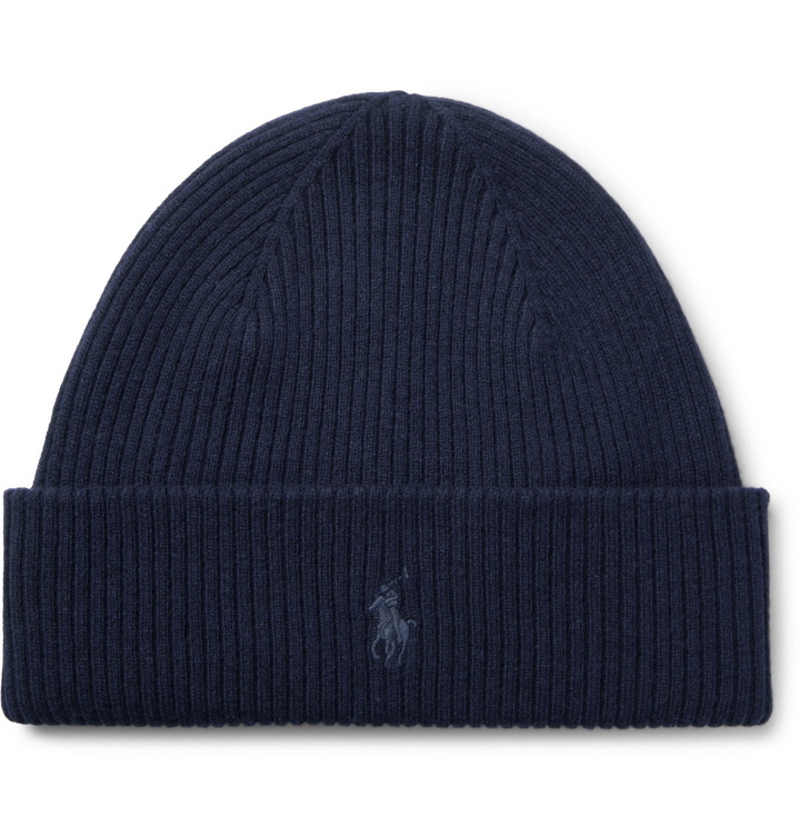Photo: POLO RALPH LAUREN - Logo-Embroidered Ribbed Wool Beanie - Blue