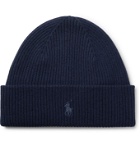 POLO RALPH LAUREN - Logo-Embroidered Ribbed Wool Beanie - Blue