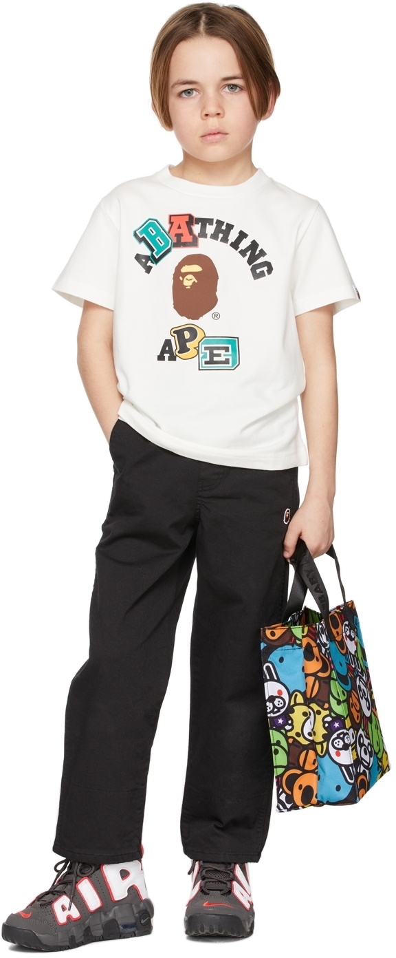 BAPE Kids White Multi Fonts College T-Shirt A Bathing Ape