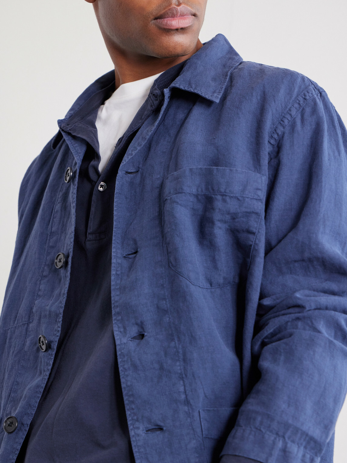 Hartford - Perry Linen and Cotton-Blend Woven Jacket - Blue
