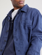 Hartford - Perry Linen and Cotton-Blend Woven Jacket - Blue