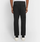 Barena - Cropped Tapered Stretch-Cotton Twill Drawstring Trousers - Black