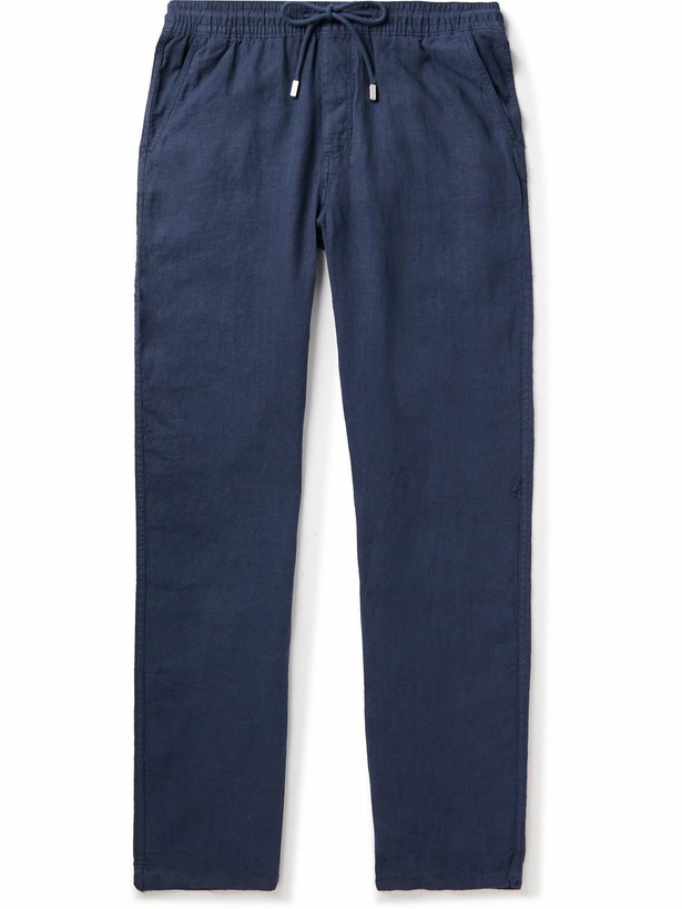 Photo: Vilebrequin - Pacha Straight-Leg Linen Drawstring Trousers - Blue