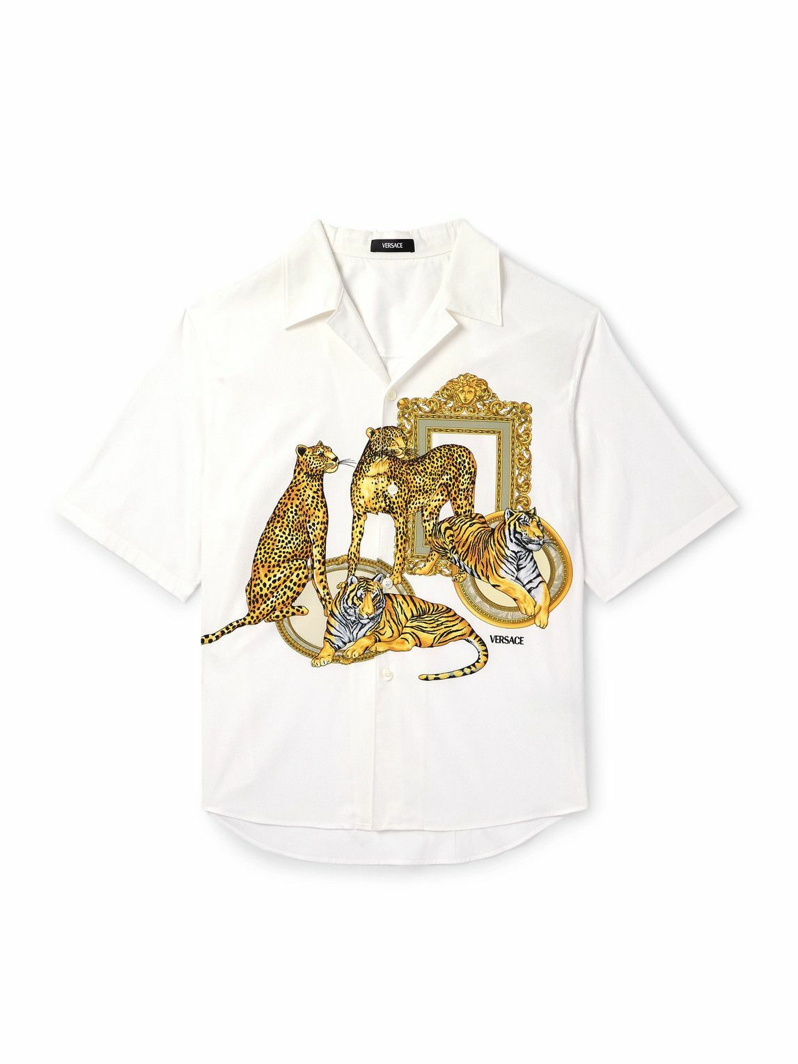 VERSACE Baroque Print Short Sleeve Silk Shirt Versace