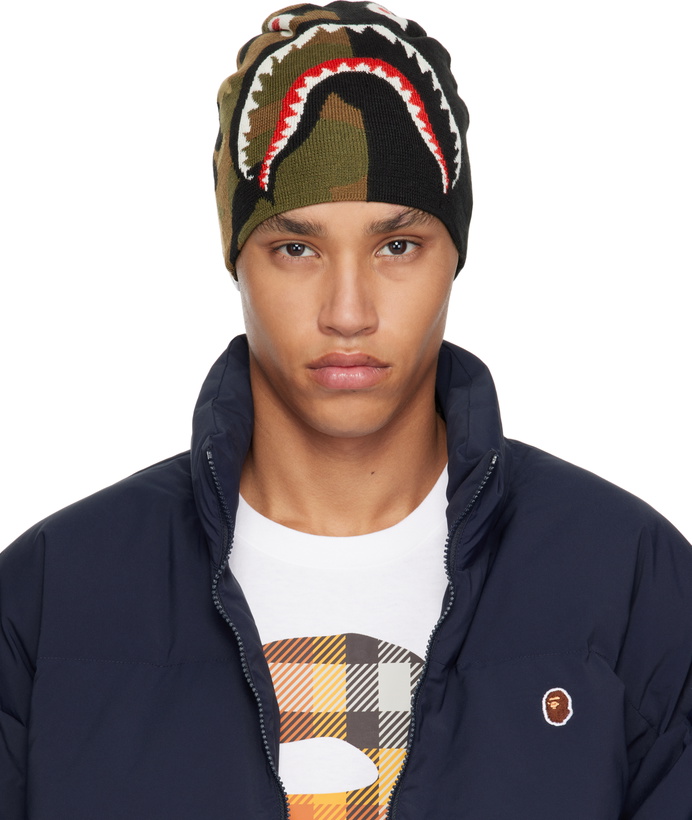 Photo: BAPE Black & Green 1st Shark Knit Beanie