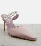 Manolo Blahnik Zumbon embellished satin mules