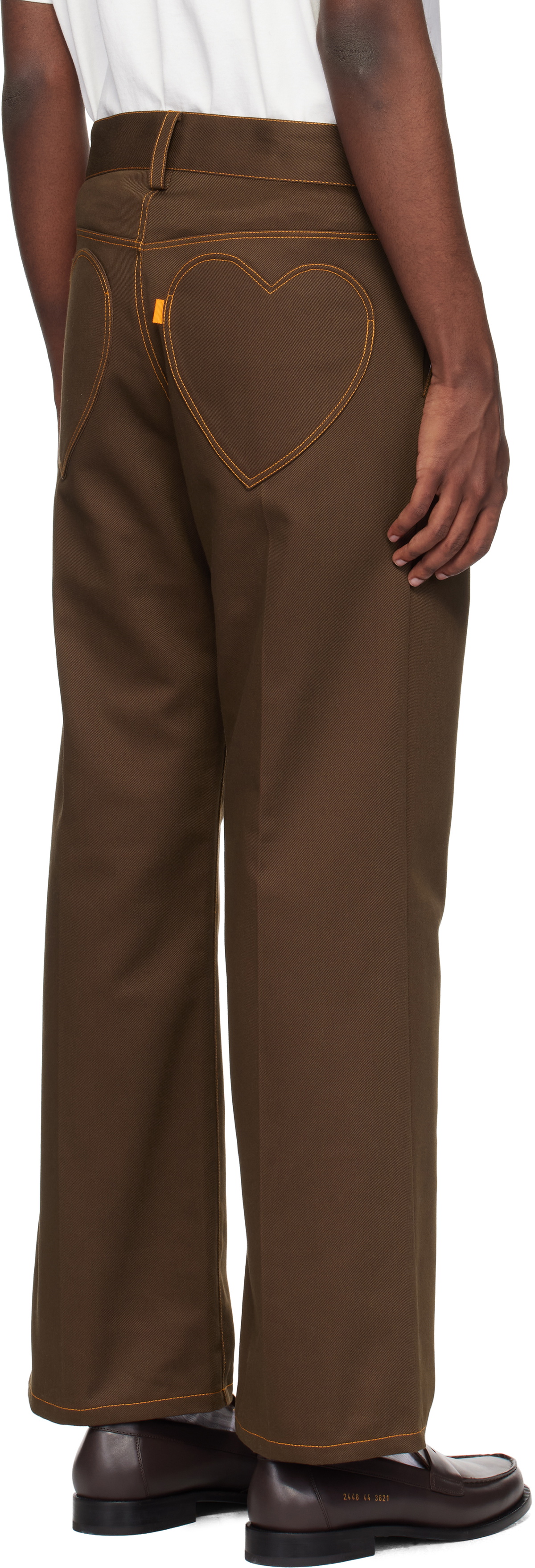 RICE NINE TEN Brown Heart Icon Straight Trousers