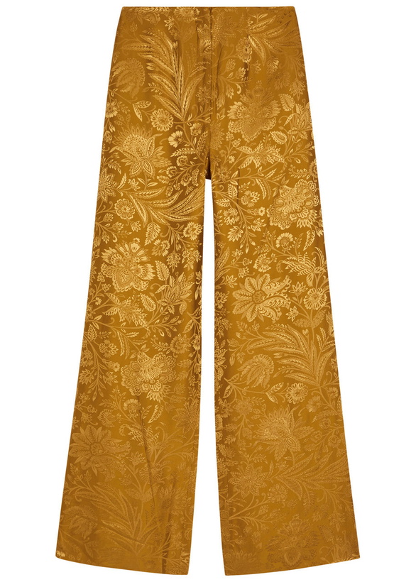 Photo: Veronica Beard Ronin Floral Jacquard Satin Trousers Gold