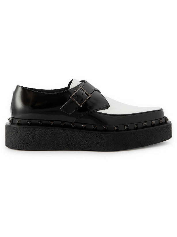 Photo: Valentino Garavani - Rockstud M-Way Patent-Leather Monk-Strap Shoes - Black