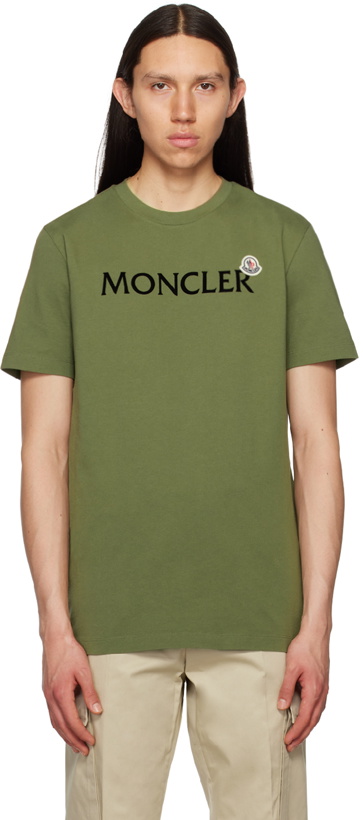 Photo: Moncler Khaki Flocked T-Shirt
