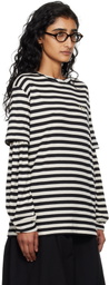 OPEN YY Black & Off-White Layered Stripe T-shirt