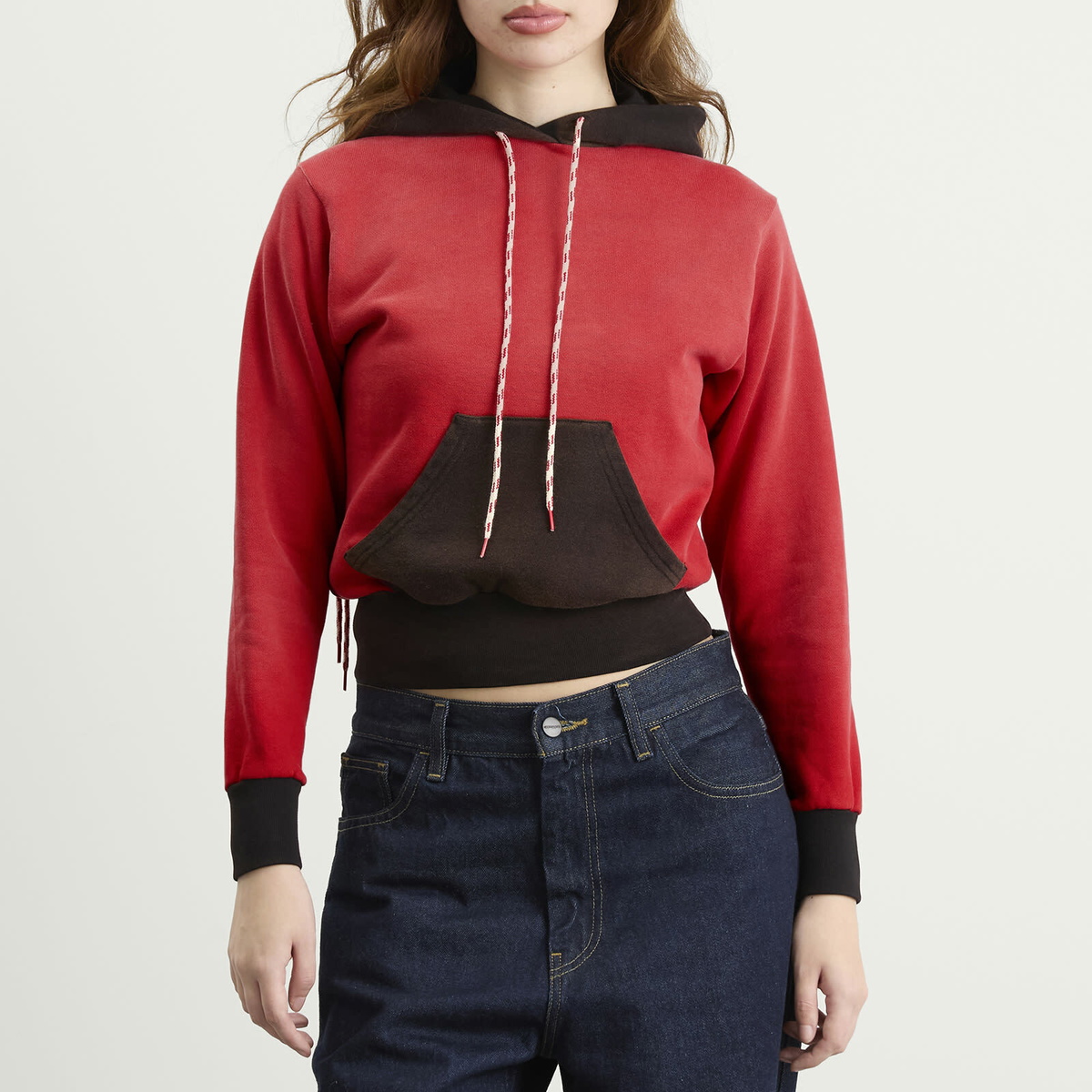 Aries Women's Sunbleached Premium Temple Baby Fit Sports Hoodie in Red 