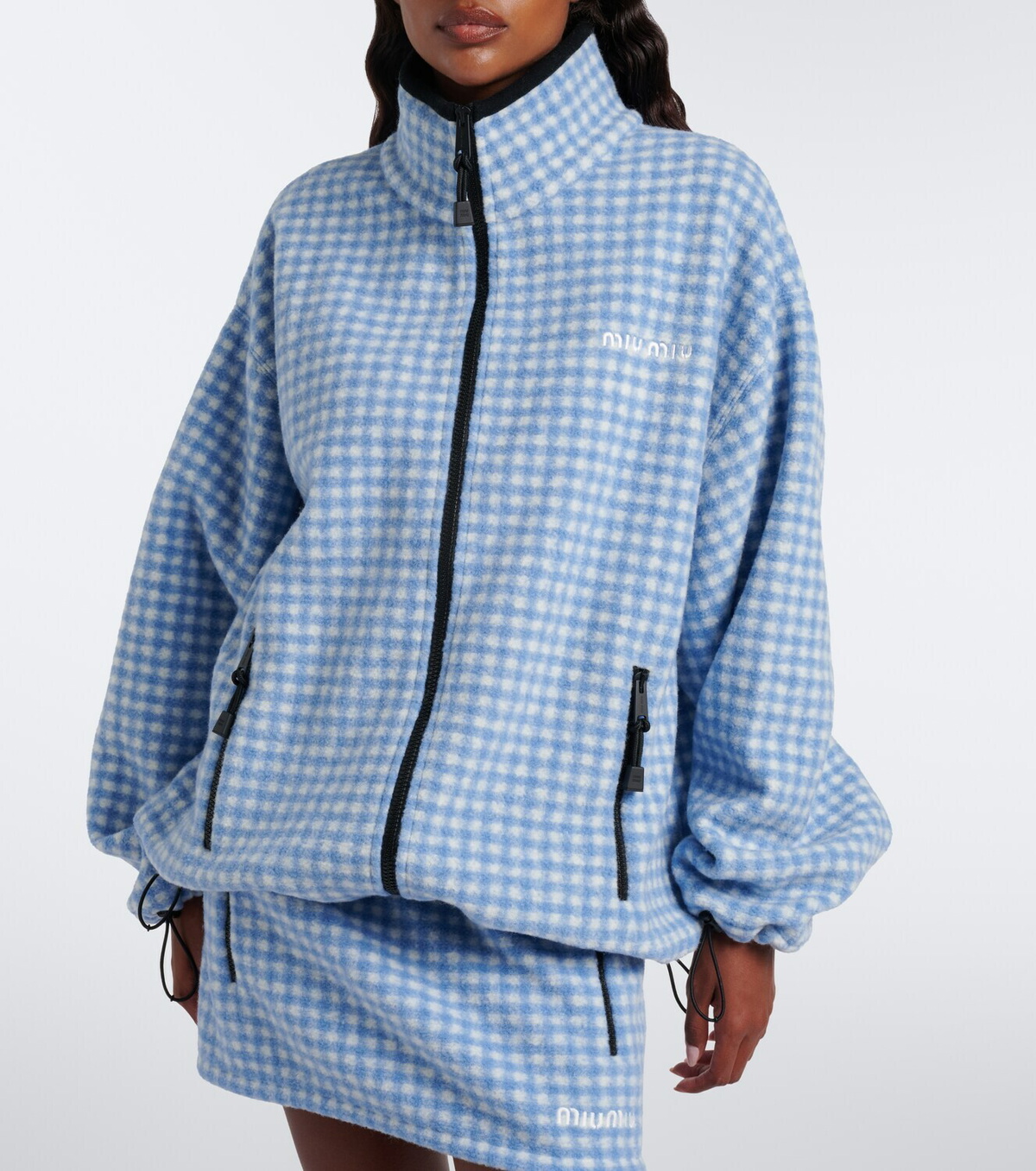Miu Miu Gingham fleece jacket